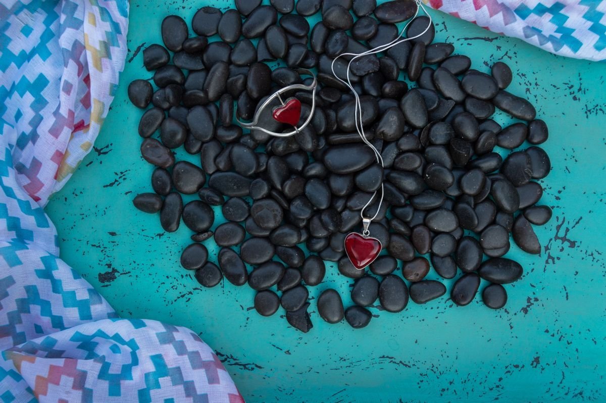 Red Jasper Heart Set